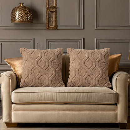 Boho Abstract Throw Pillow Covers -  Brown