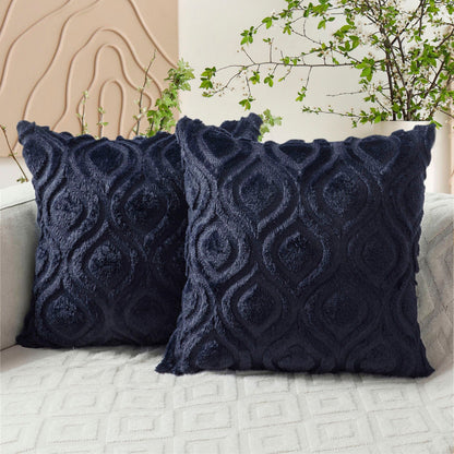 Geometric Quilted Pillow Covers- Navy