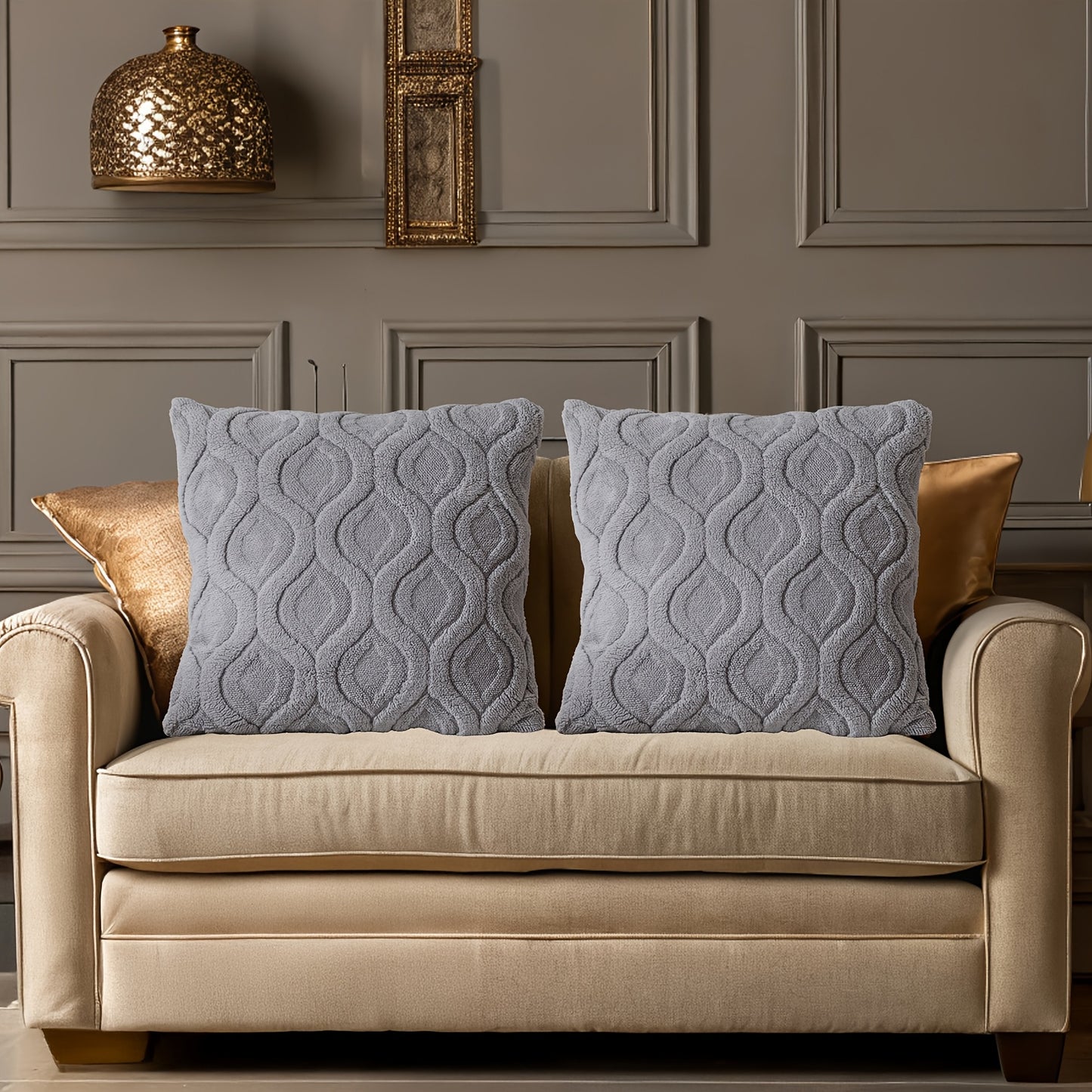 Boho Abstract Throw Pillow Covers - Grey