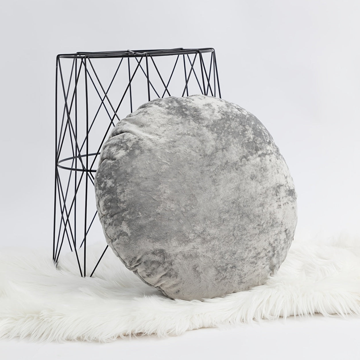 Modern Round Throw Pillow Cover Style -Grey