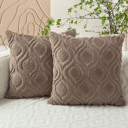 Geometric Quilted Pillow Covers- Brown