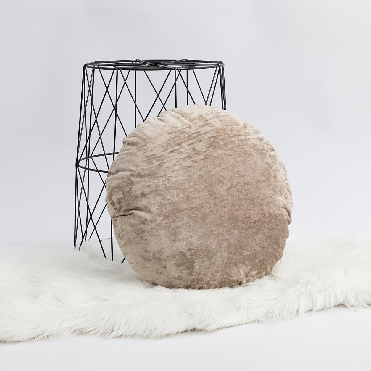 Modern Round Throw Pillow Cover Style -Khaki