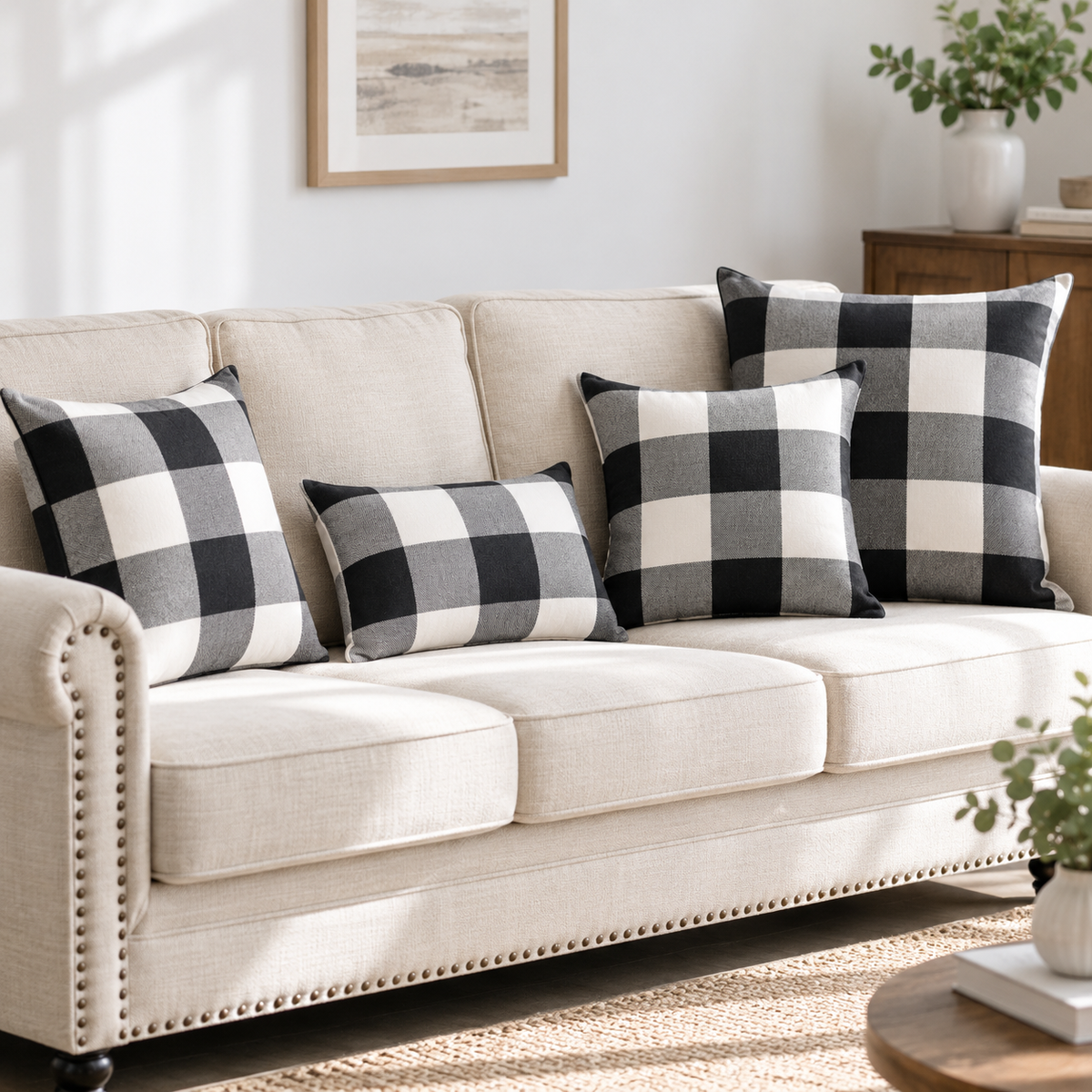 Modern Buffalo Check Cushion Covers