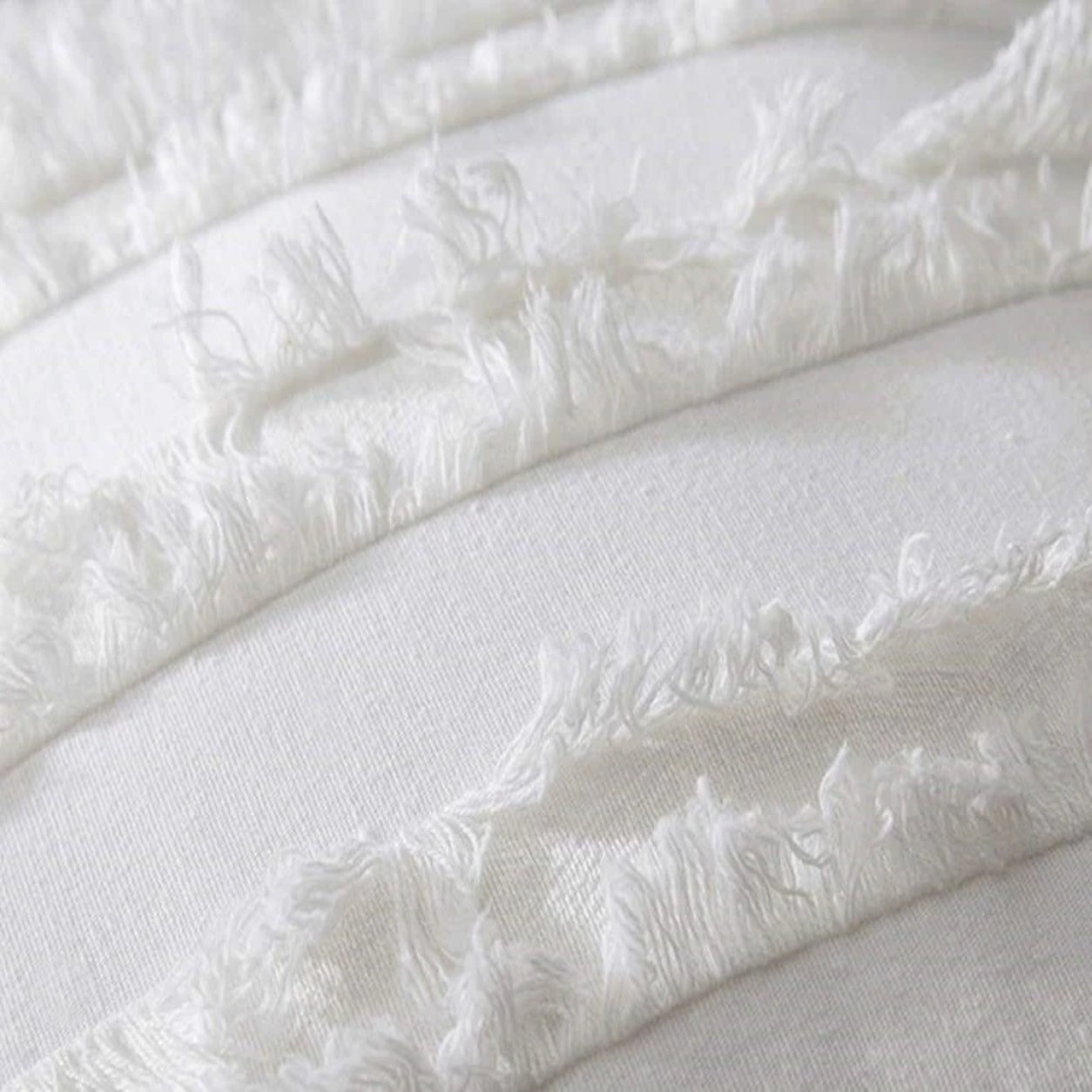 Fringed Boho Throw Pillow Cover Style - White