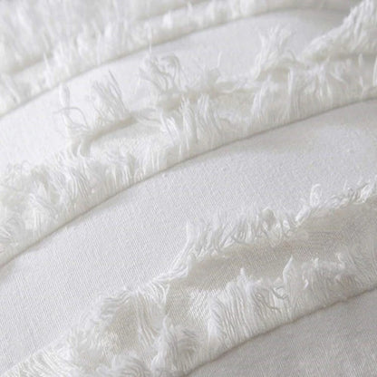 Fringed Boho Throw Pillow Cover Style - White