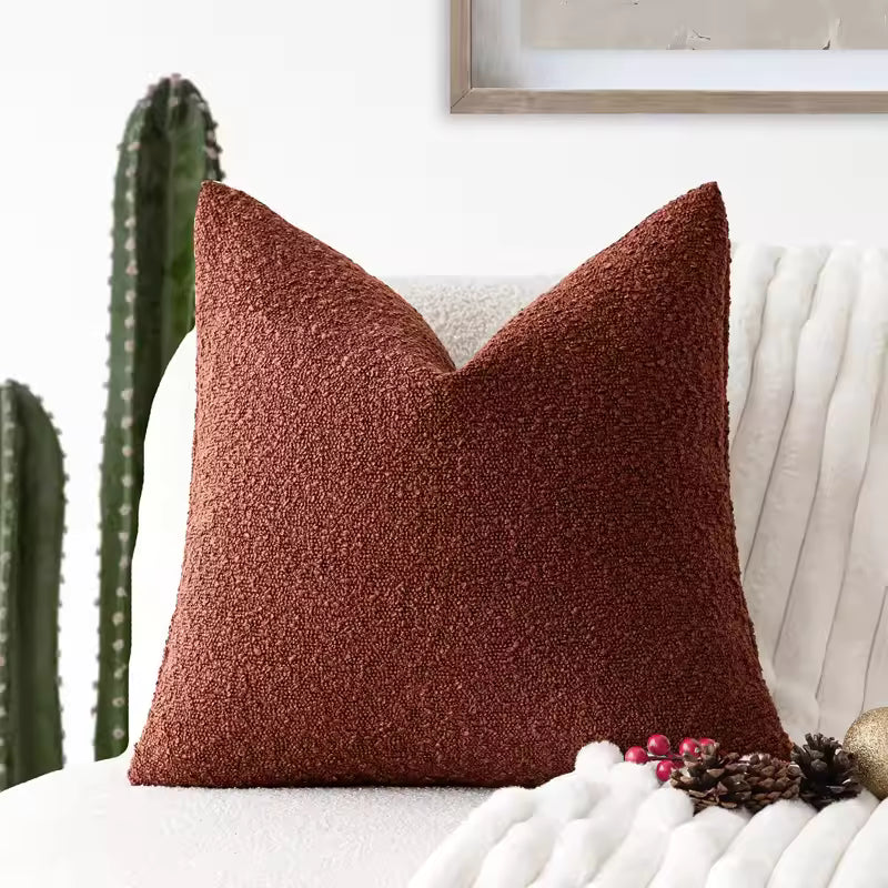 Soft Tufted Tassel Pillow Cover - Red