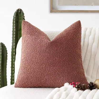 Soft Tufted Tassel Pillow Cover Dark Pink