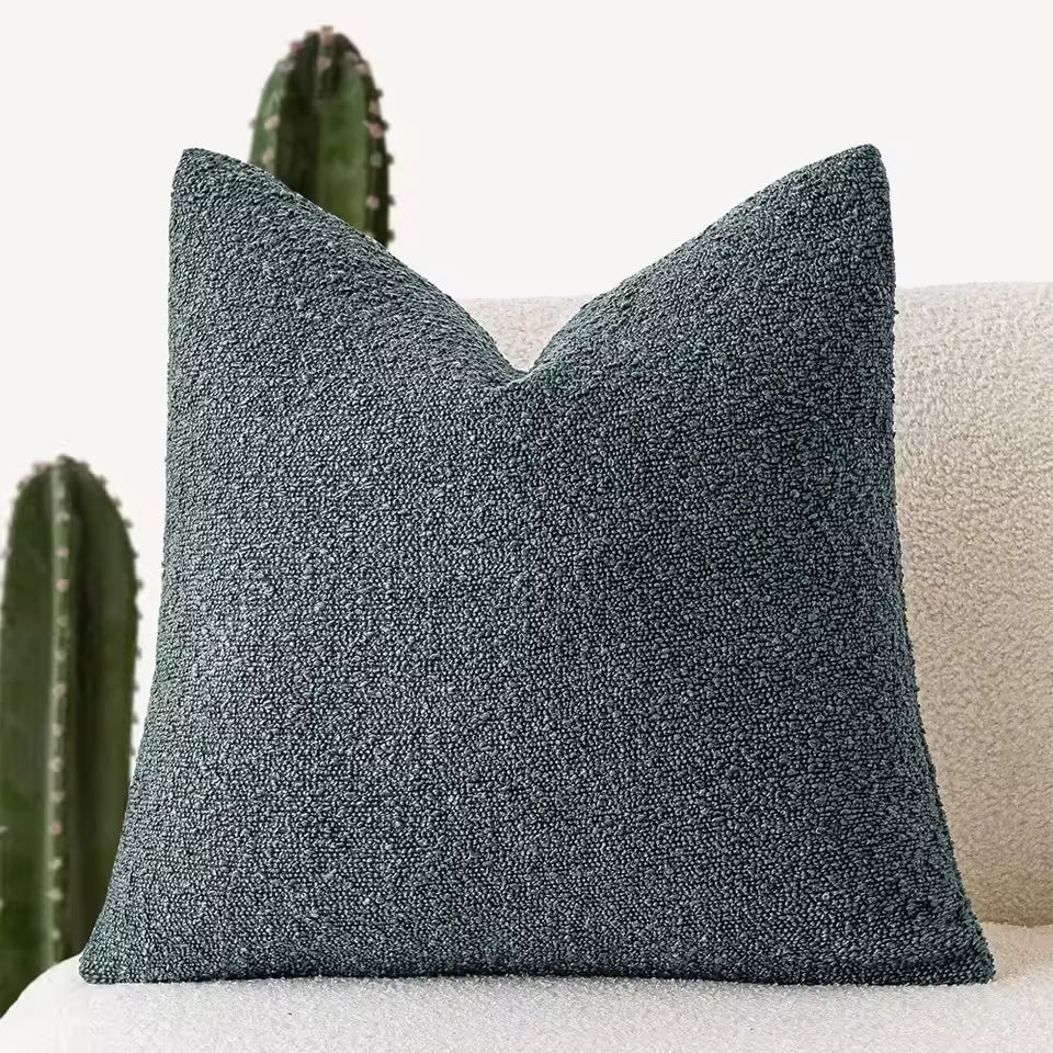 Soft Tufted Tassel Pillow Cover - Blue Grey
