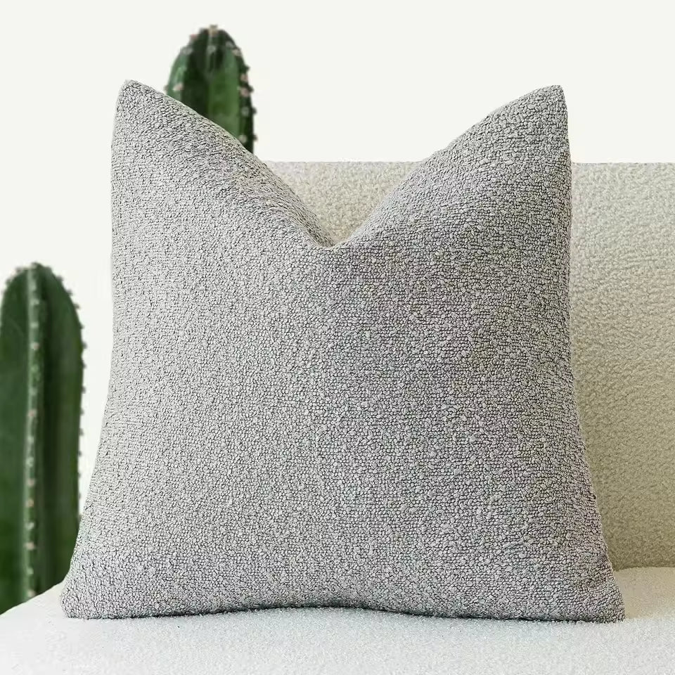 Soft Tufted Tassel Pillow Cover - Grey
