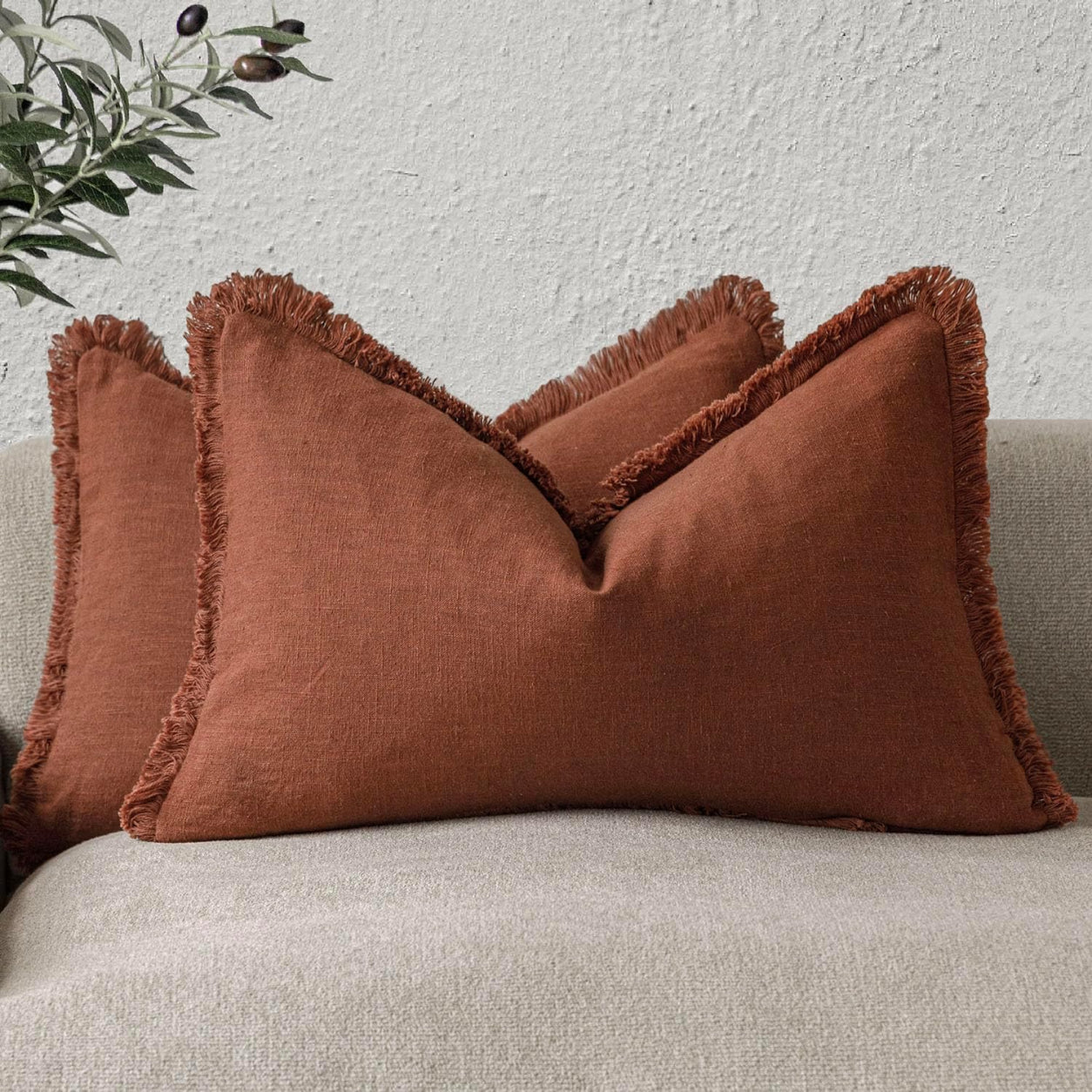 Soft Tassel Throw Pillow Cover - Orange