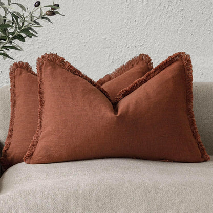 Soft Tassel Throw Pillow Cover - Orange