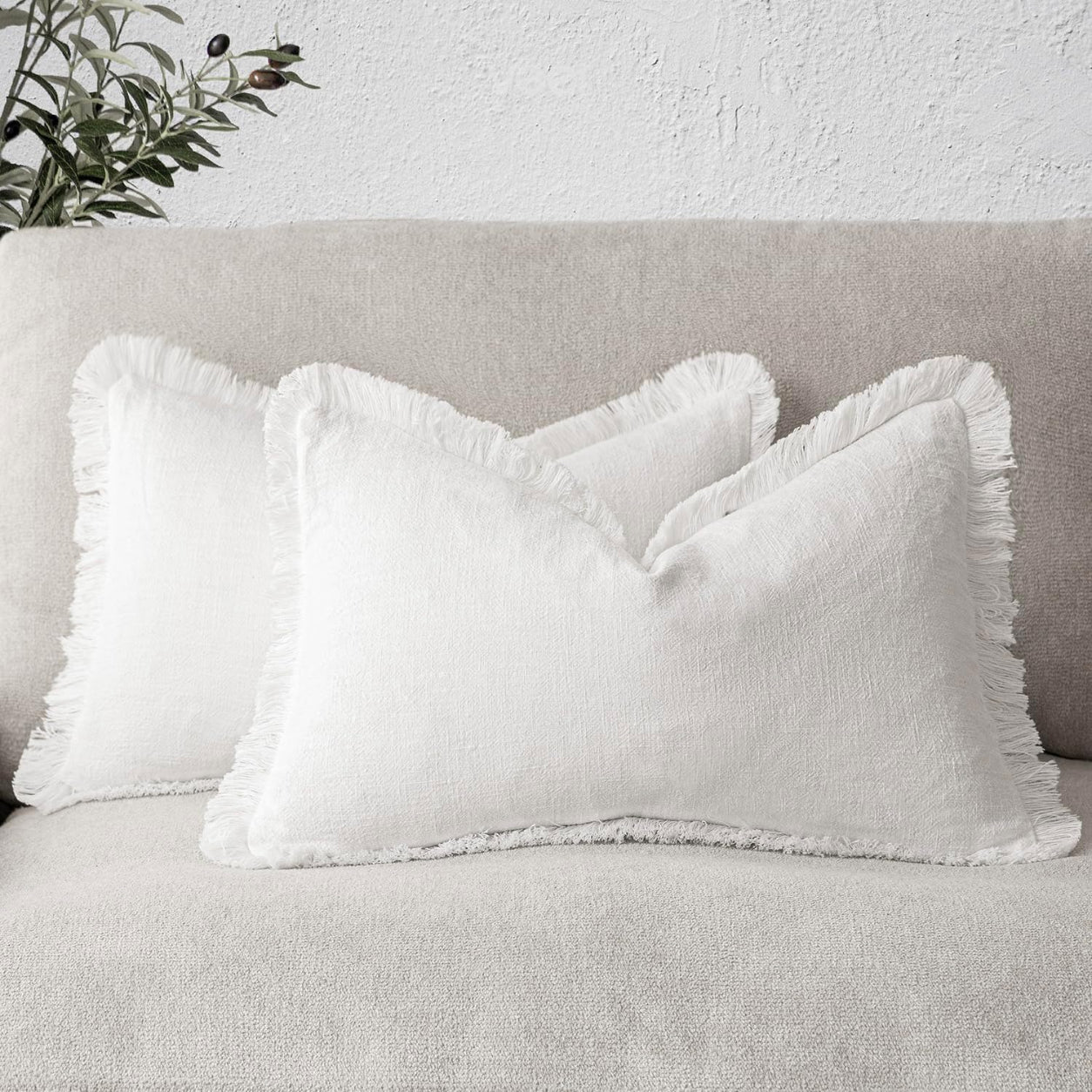 Soft Tassel Throw Pillow Cover- White
