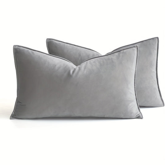 Plush Velvet Throw Pillow Cover - Light Grey
