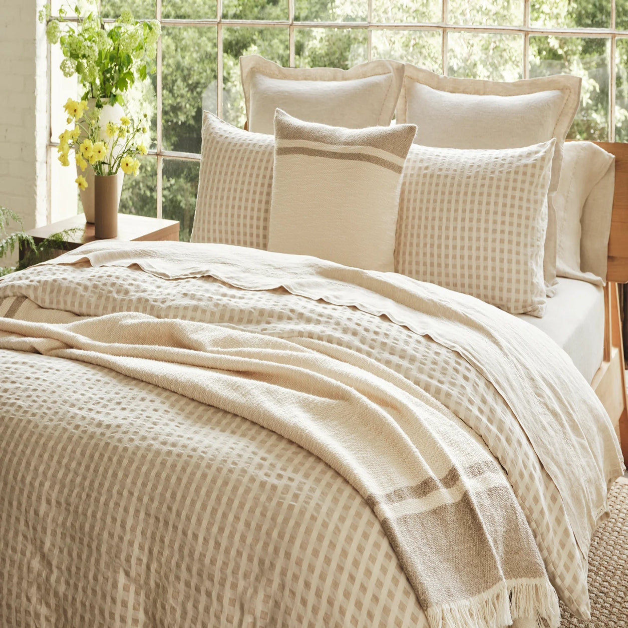 Border Stripe Decorative Throw Pillow Cover