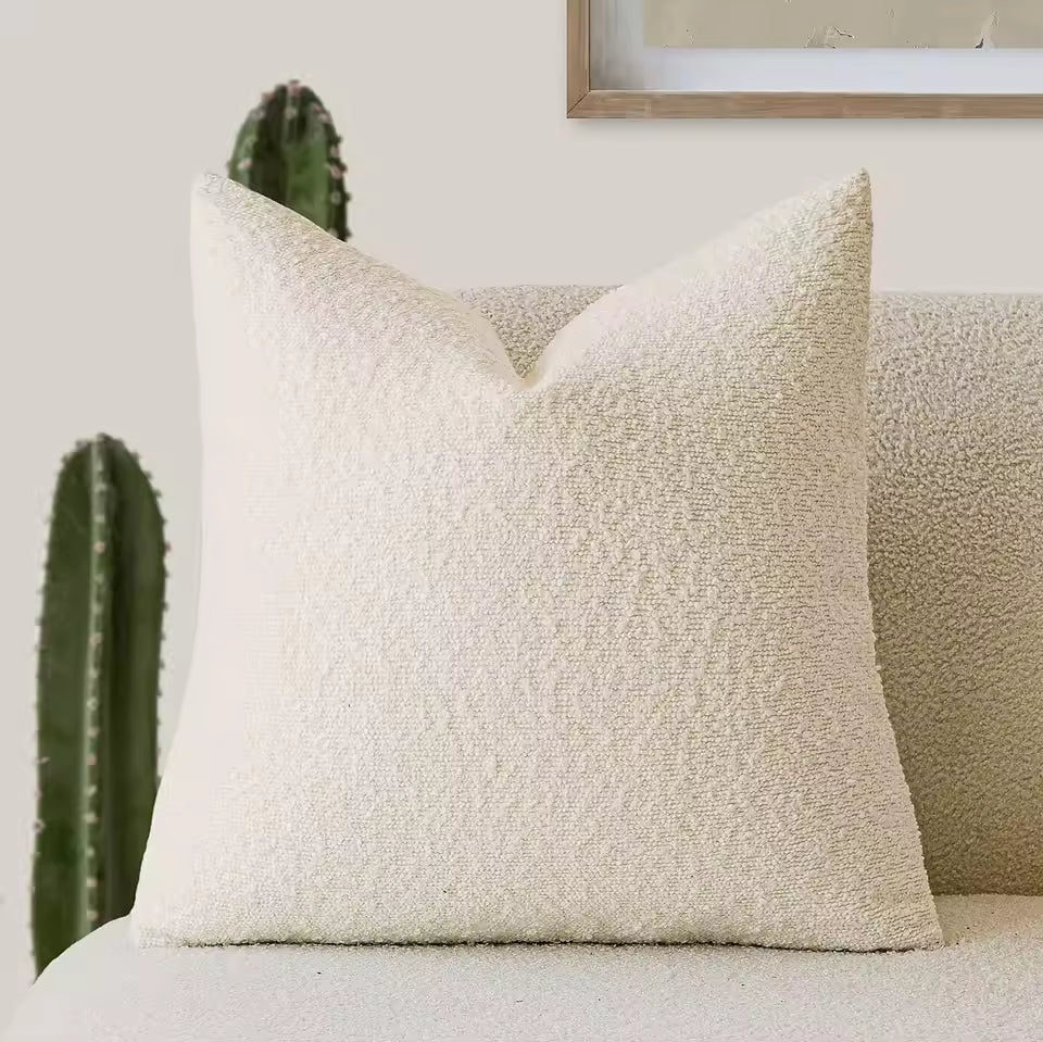 Soft Tufted Tassel Pillow Cover - Light Beige