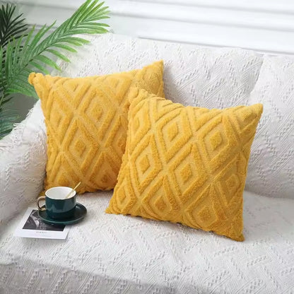 Geometric Textured Pillow Cover -Yellow