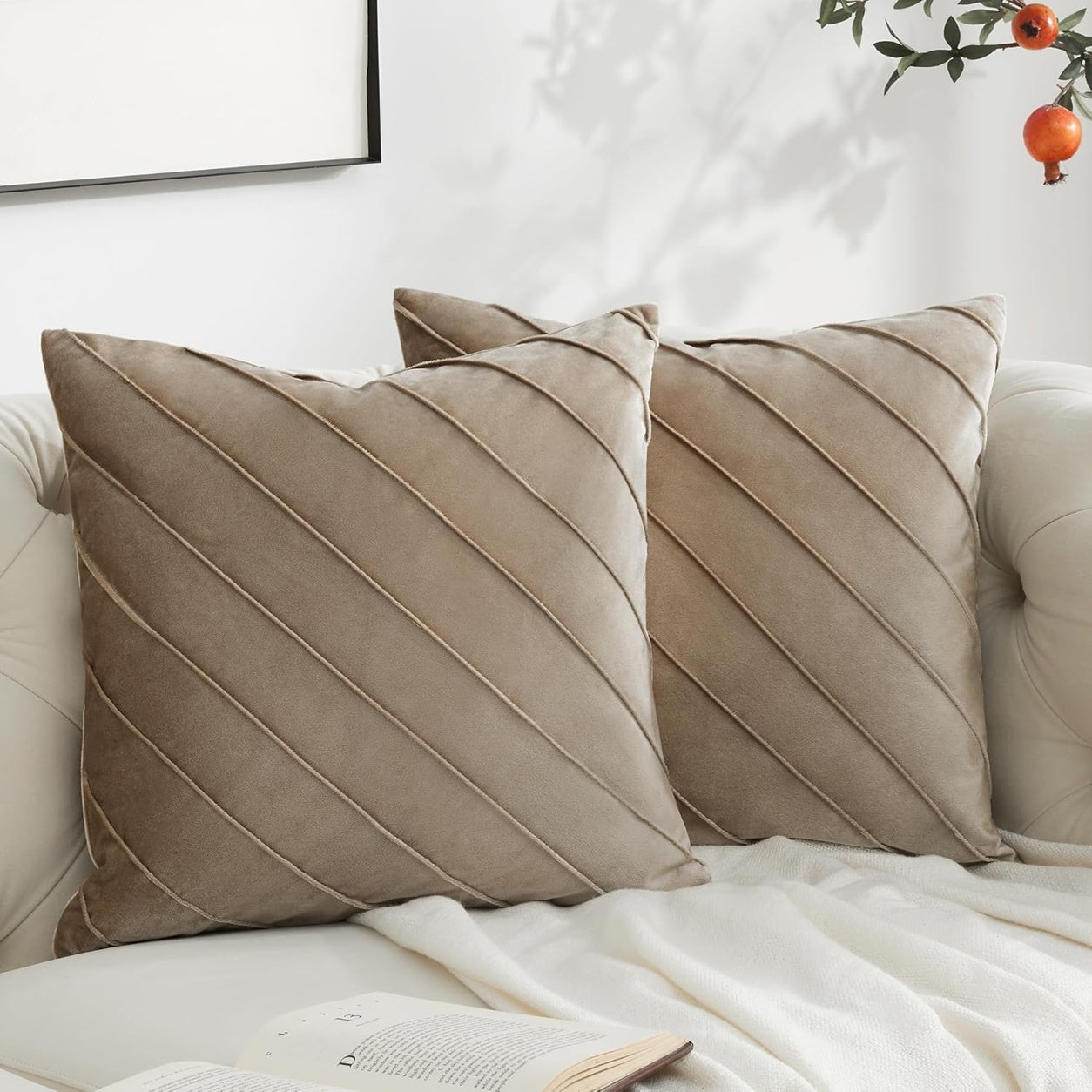 Gold Velvet Throw Pillow Cover - Khaki