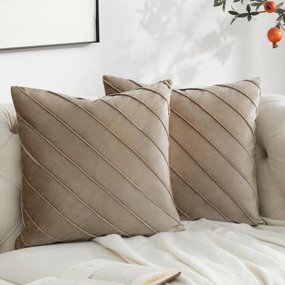 Gold Velvet Throw Pillow Cover - Khaki