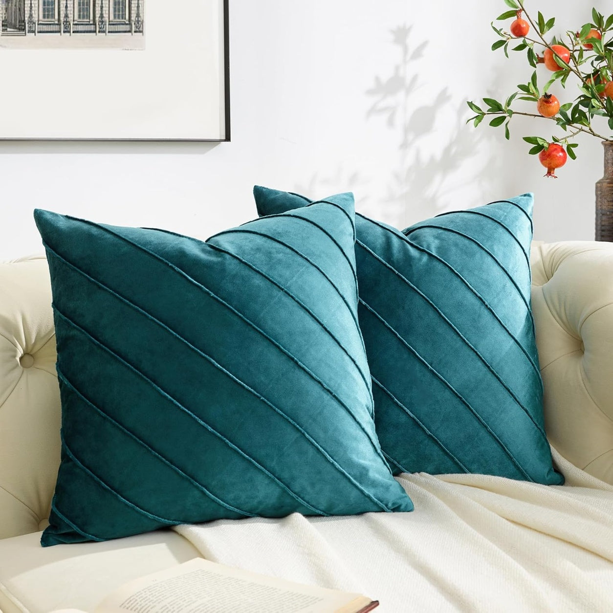 Gold Velvet Throw Pillow Cover - Teal
