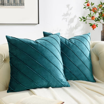 Gold Velvet Throw Pillow Cover - Teal