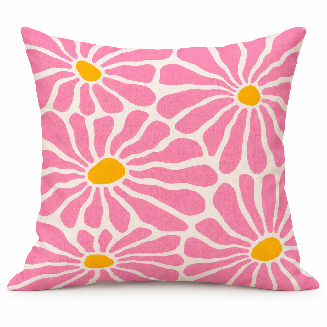 Pink Floral Cushion Cover – Blossom Meadow