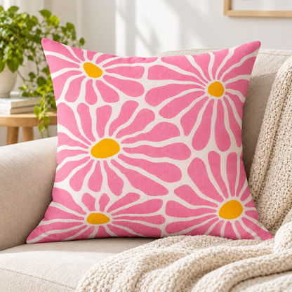 Pink Floral Cushion Cover – Blossom Meadow