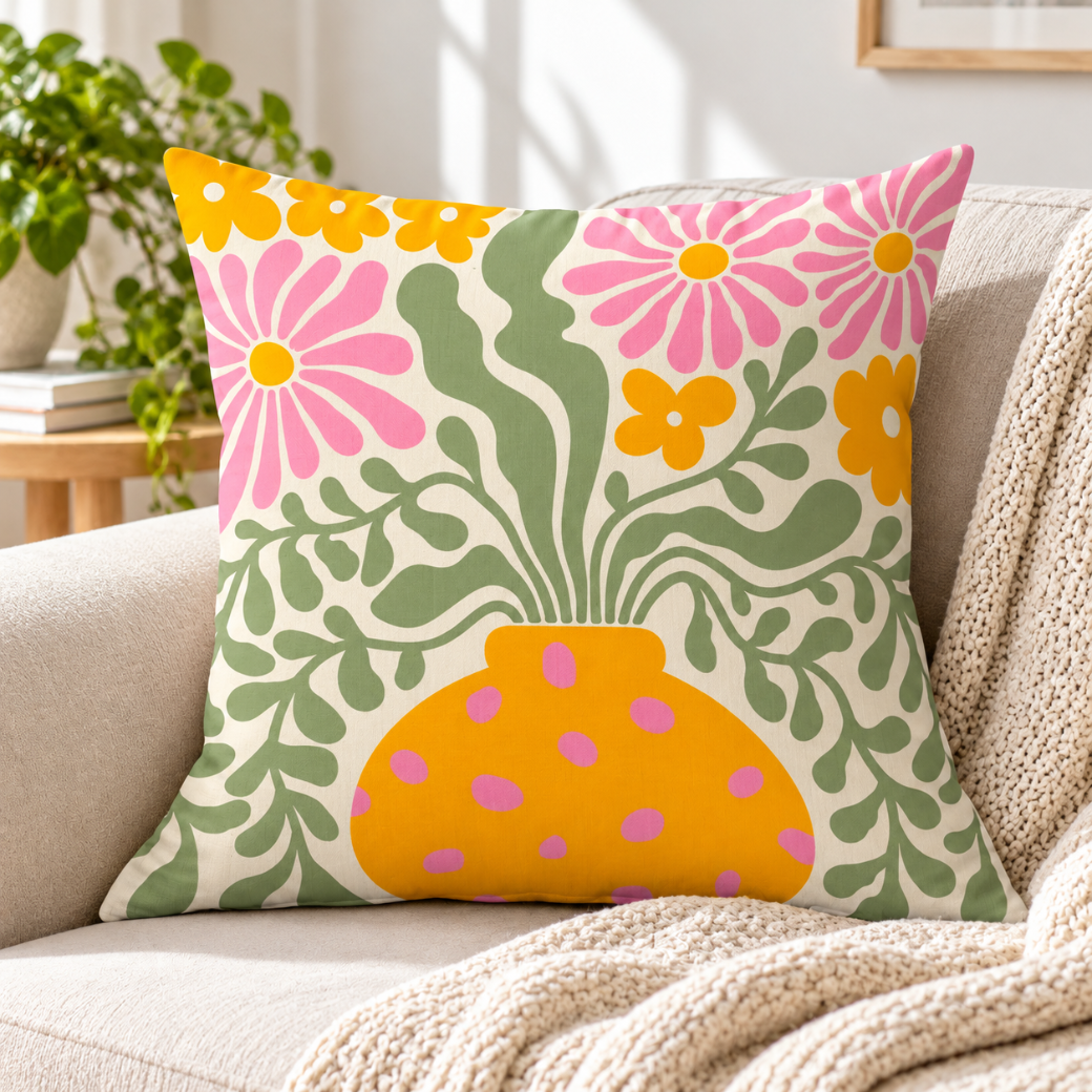 Pink Floral Cushion Cover – Daisy Whisper