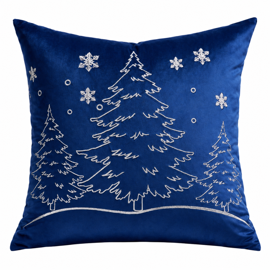 Winter Velvet Throw Pillow Cover - Hazel Blue