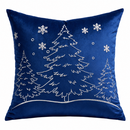 Winter Velvet Throw Pillow Cover - Hazel Blue