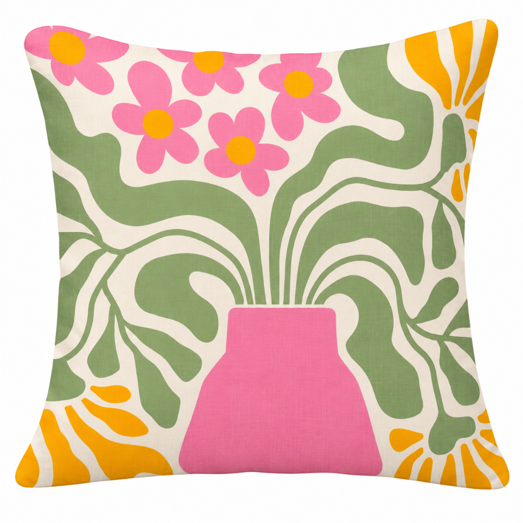 Pink Floral Cushion Cover – Vintage Tulip
