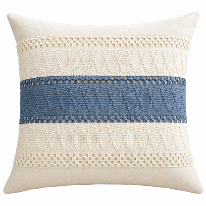 Textured Blue Square Cushion Cover – Blue
