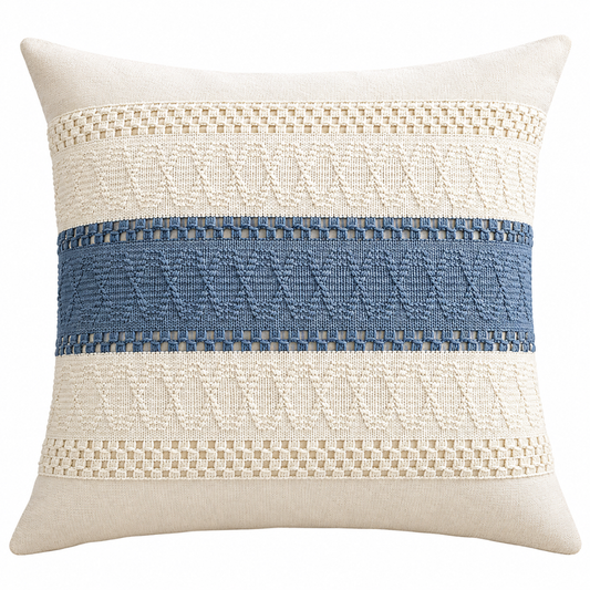 Textured Blue Square Cushion Cover – Blue