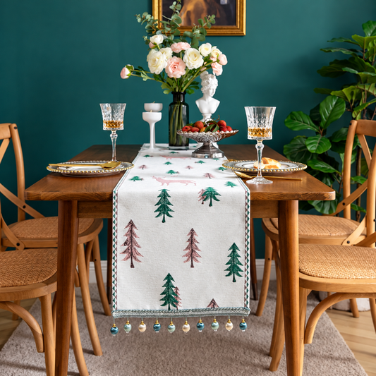 Pine Tree Tassel Christmas Table Runner