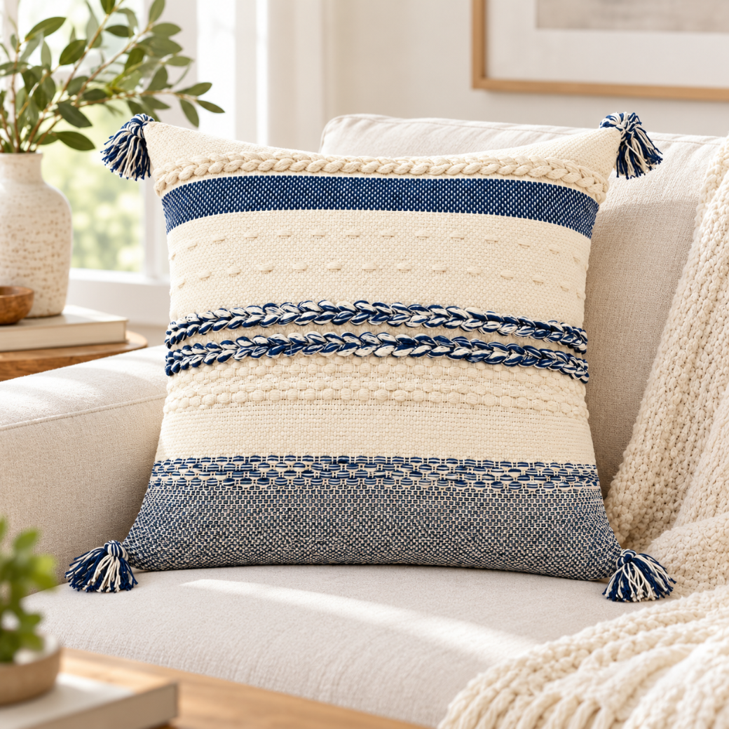 Artistic Boho Cushion Cover – Blue