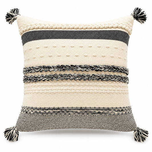 Artistic Boho Cushion Cover – Black