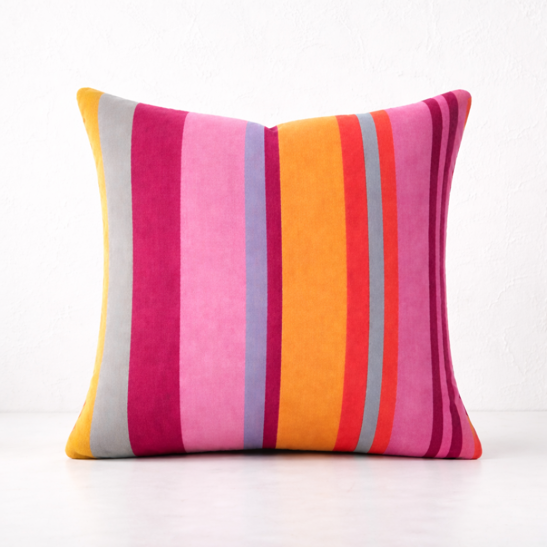 Sunset Stripe Cotton Cushion Cover