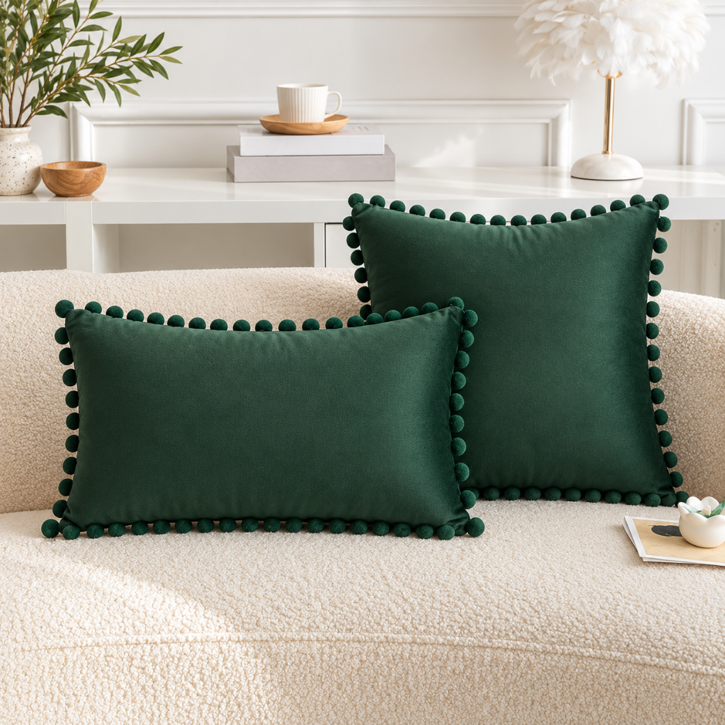 Velvet Decorative Sofa Cushion Cover – Green