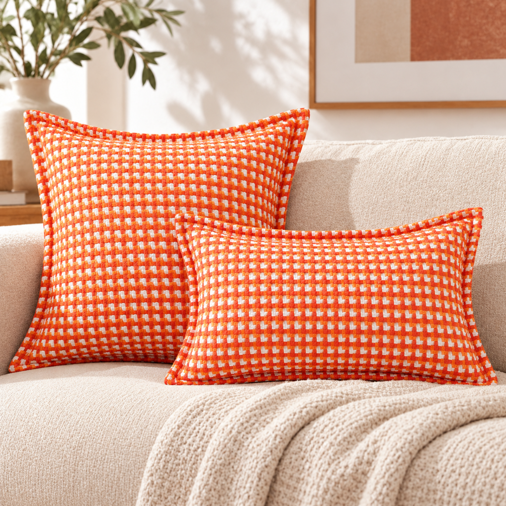 Orange Geometric Pillow Cover Set