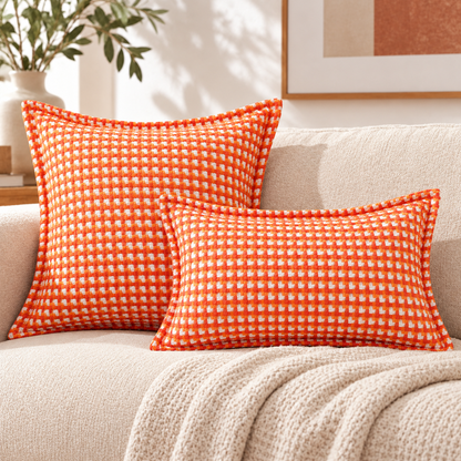 Orange Geometric Pillow Cover Set