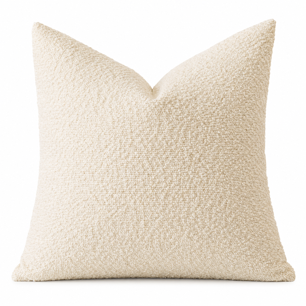 Neutral Boucle Cushion Cover – Sand Beige