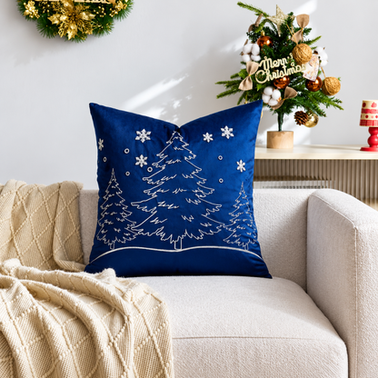 Winter Velvet Throw Pillow Cover - Hazel Blue