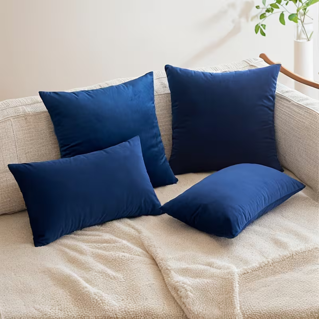 Navy Velvet Pillow Cover Set