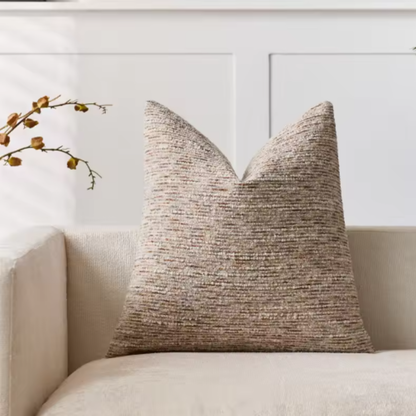 Soft Chenille Stripe Pillow Cover- Light Camel