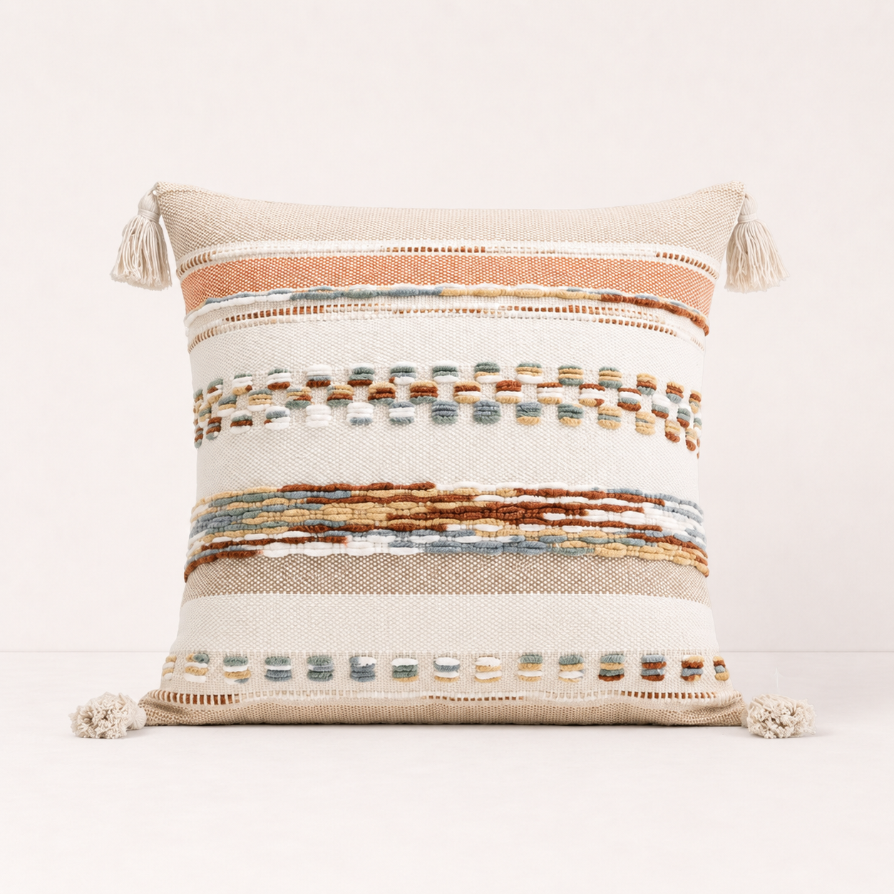 Artistic Boho Throw Pillow Cover - Pink