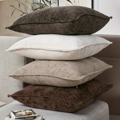 Luxury Chenille Throw Pillow Covers- Brown