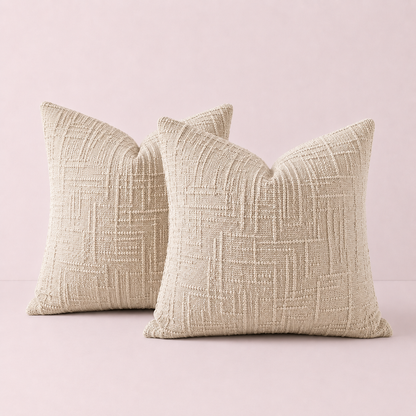Thick Textured Slubby Couch Pillow Covers -Taupe