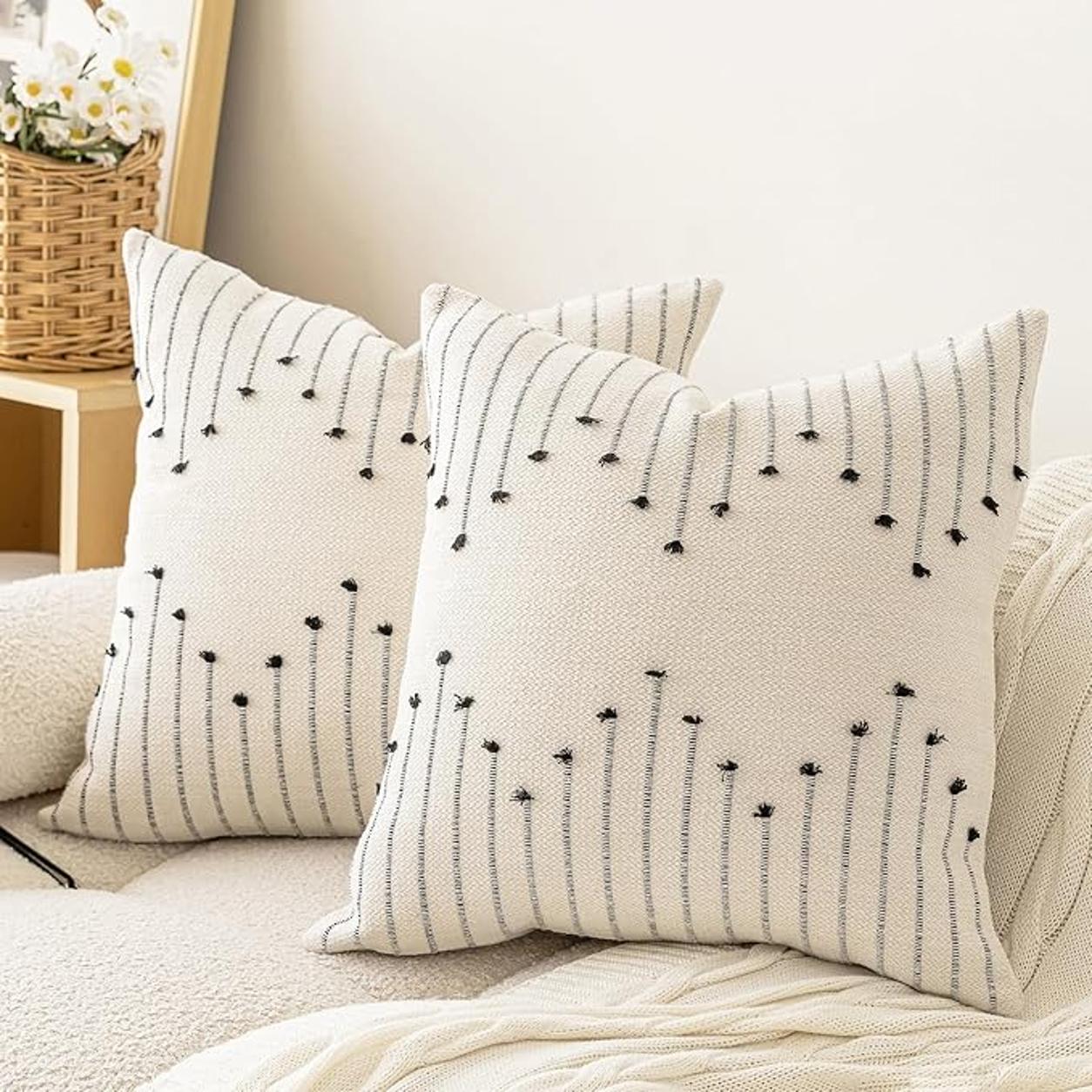 Chic Farmhouse Pillow Cover Modern Cushion - Black