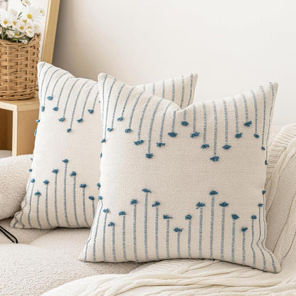 Chic Farmhouse Pillow Cover Modern Cushion - Blue