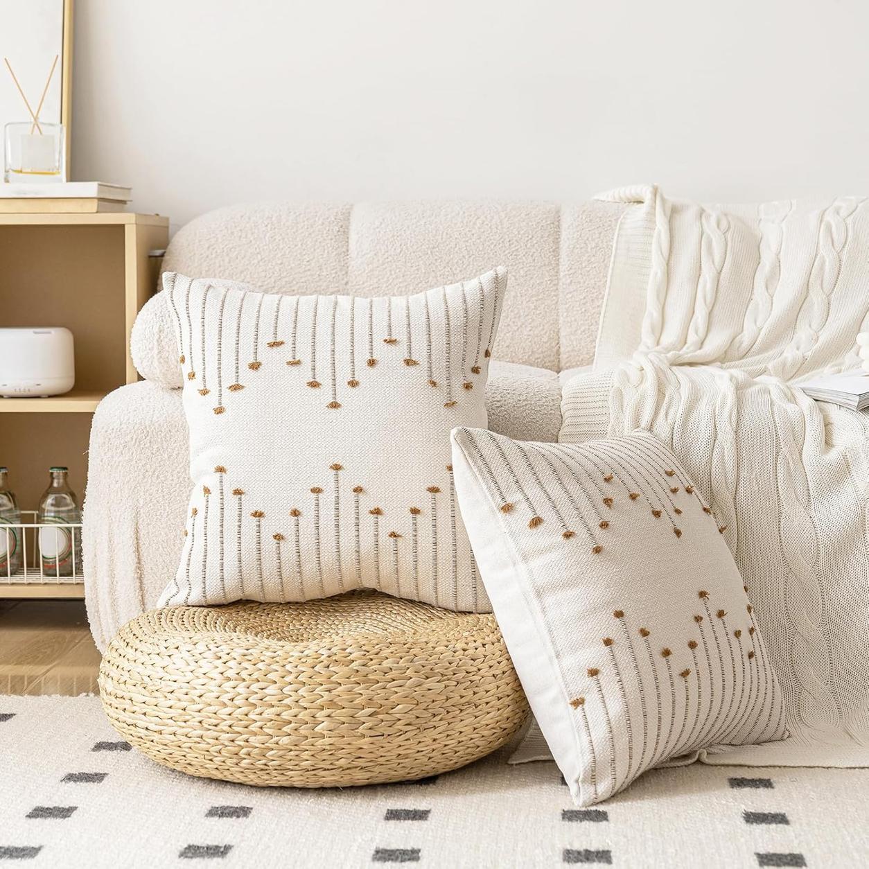 Chic Farmhouse Pillow Cover Modern Cushion -  Brown