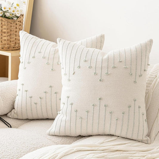 Chic Farmhouse Pillow Cover Modern Cushion - Green